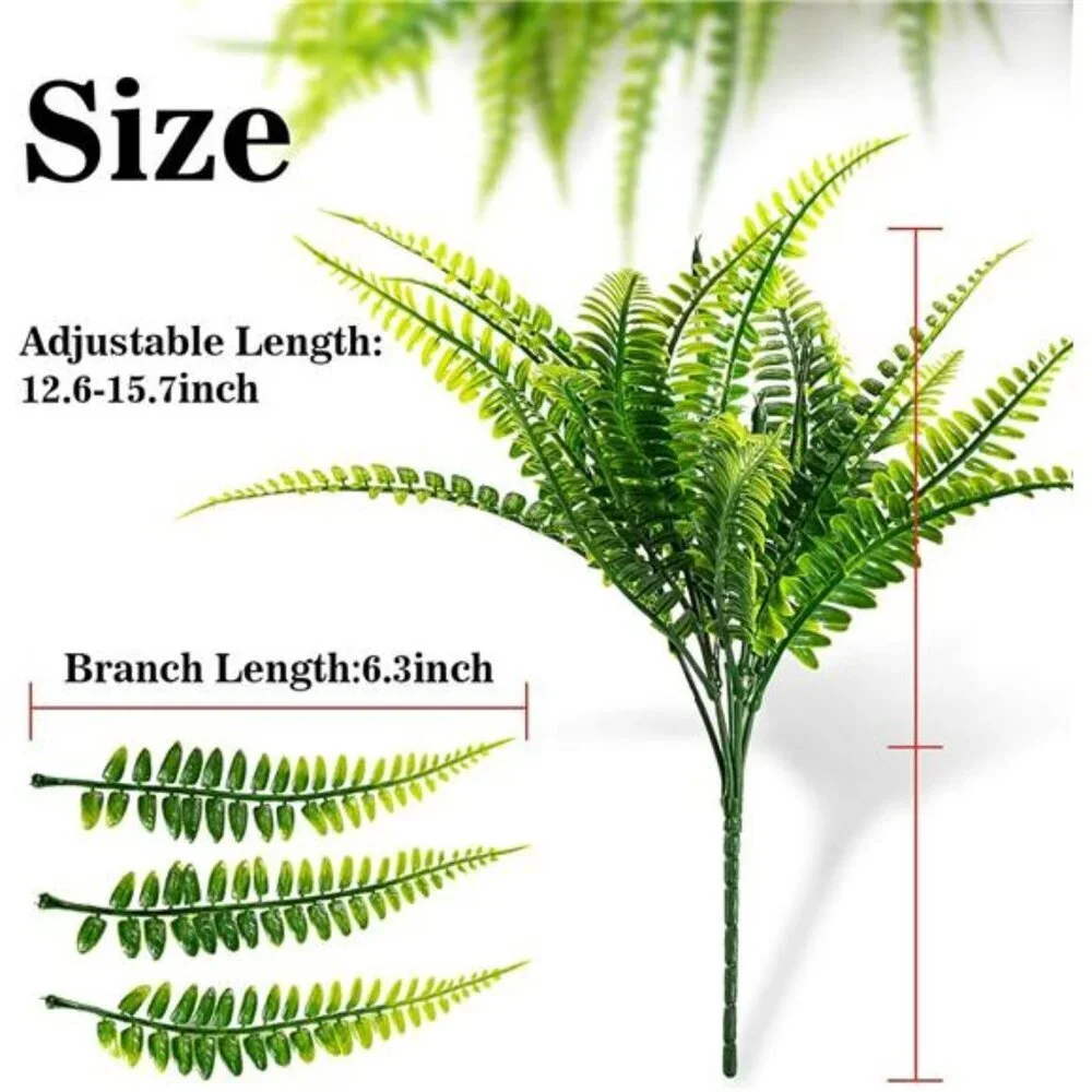 Artificial Fern Plants UV Resistant Outdoor Indoor Faux Greenery Decor Set of 10